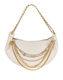 All About Chains Hobo, Leather, White, 28064953 (2019), DB, 3*